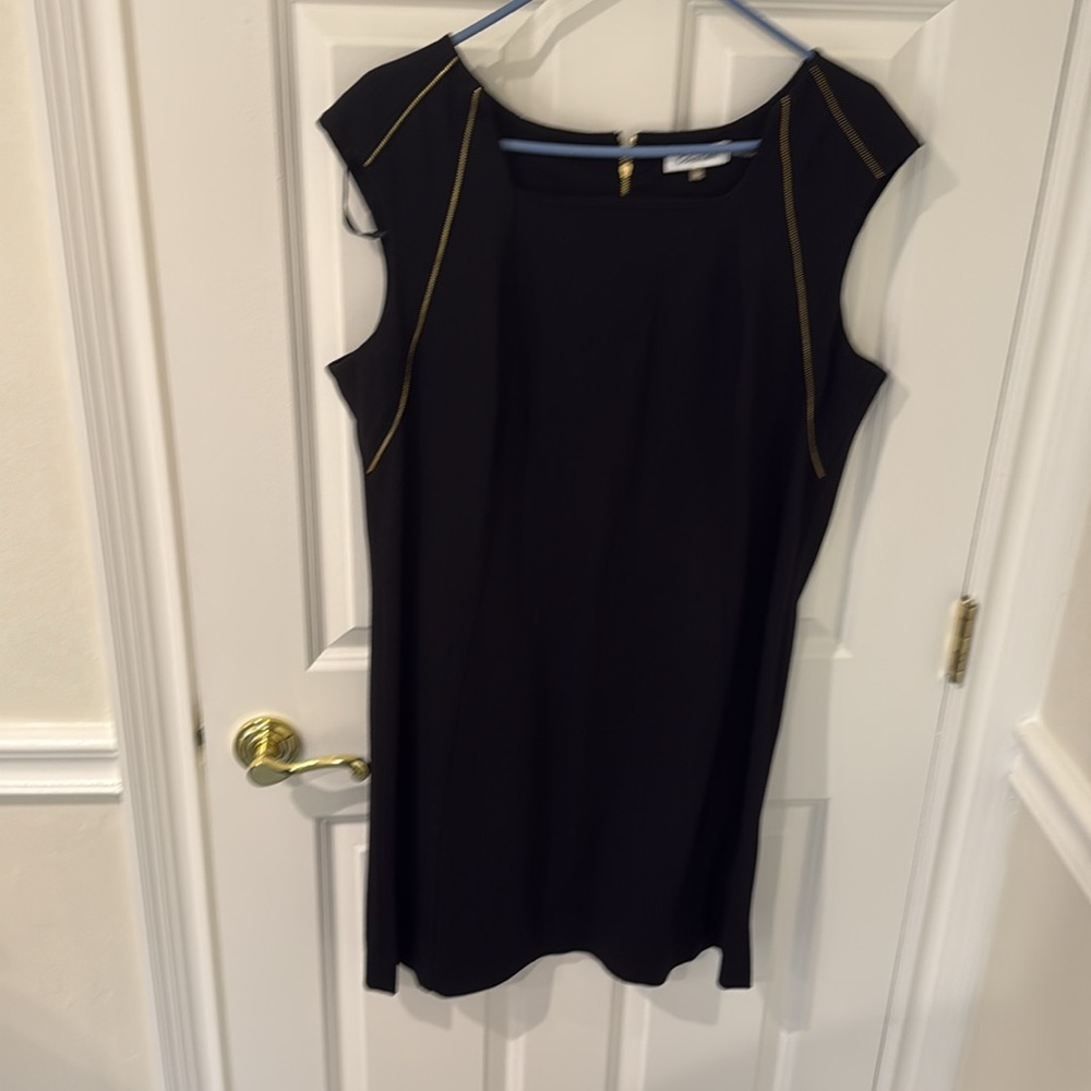 Calvin Klein Dress 16W EUC Black and Gold trim Dress host pick
